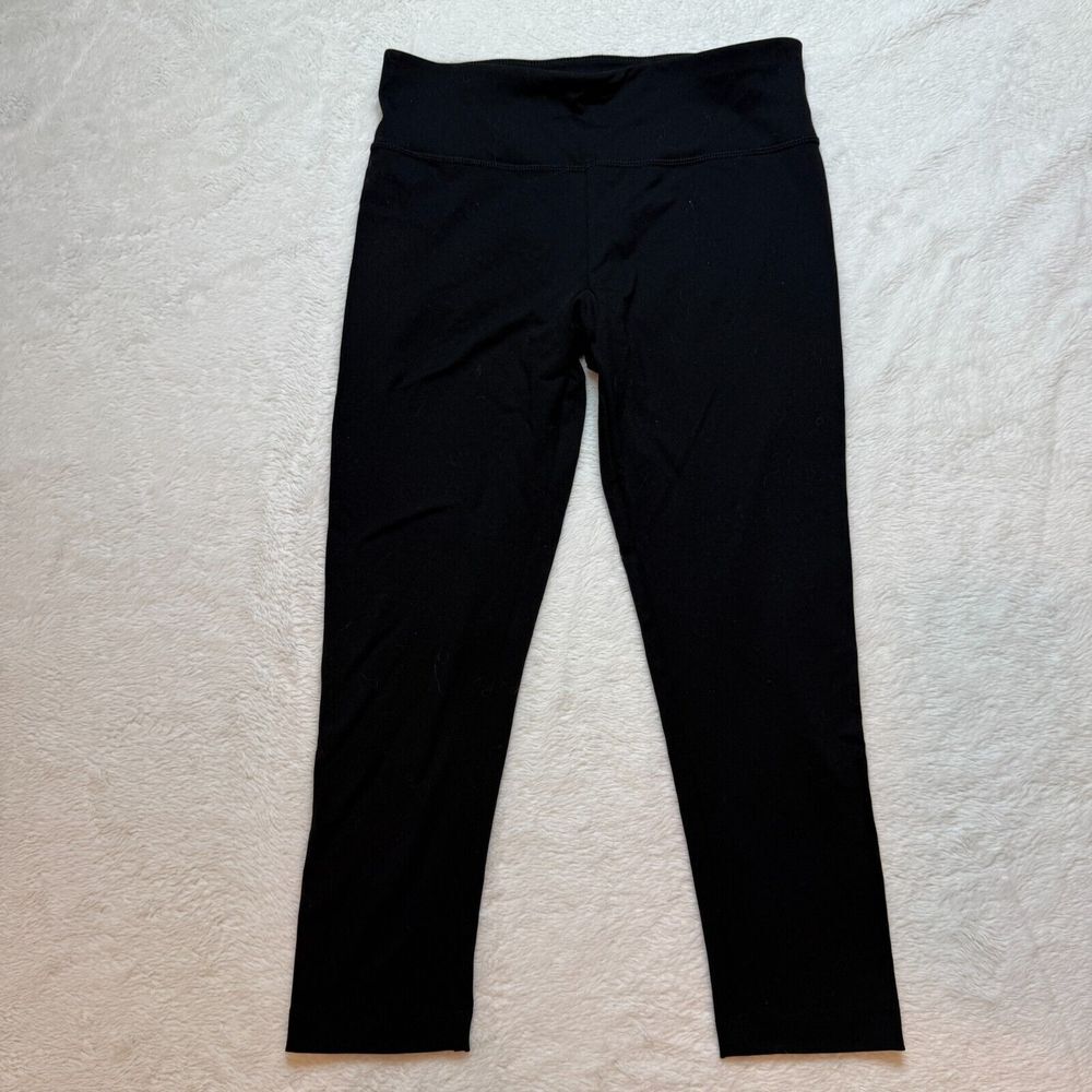 Danskin Womens Leggings S/P Black Solid‎ Stretch Cropped Athleisure